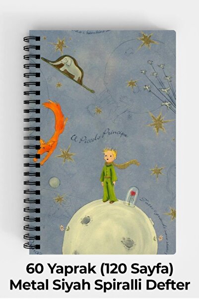 Anime Marketi Küçük Prens Tasarımlı A5 Spiralli Sert Kapak Defter 120 Yaprak