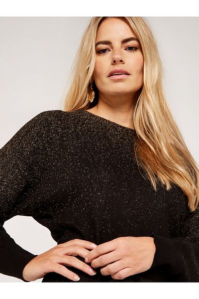 Apricot Lurex Ombre Fledermausflügel-Pullover