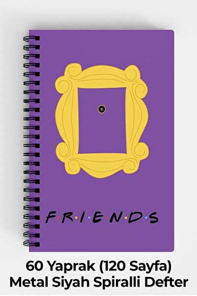 Anime Marketi Friends Tasarımlı A5 Spiralli Sert Kapak Defter 120 Sayfa