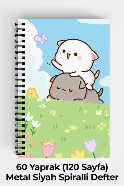 Anime Marketi A5 Spiral Hard Cover Notebook with Double Animals Design 120 Sheets