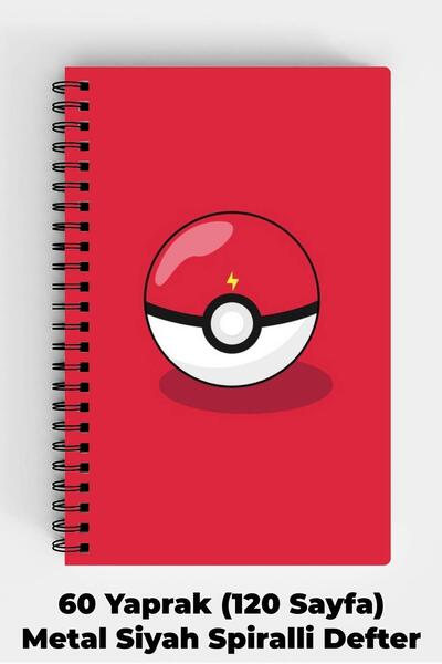 Anime Marketi Pokemon Tasarımlı A5 Spiralli Sert Kapak Defter 120 Sayfa