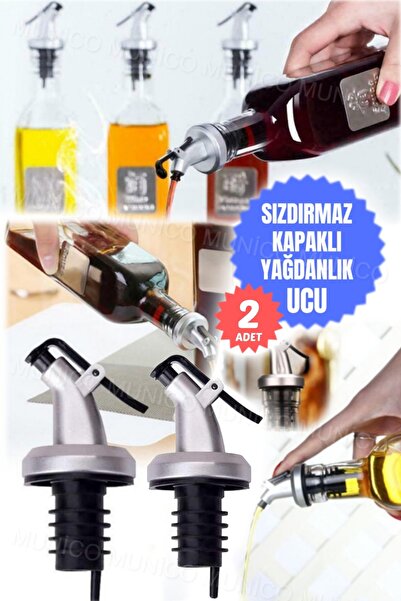 Munico 2 Adet Paslanmaz Çelik ve Dökme Ağızlığı Evrensel Yağ Şişesi Tıpası – ...