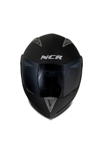 NCR Çene Açılır Mat Kask Siyah Vizörlü Ece Belgeli