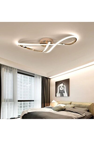 burenze Modern Forever Led Avize Plafonyer Tavan Salon Mutfak Oturma Odası Hol Antre Avize Eskitme Mat Gold