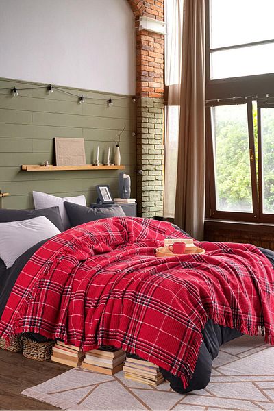 Eponj Home Red Blanket Cotton Double Warm Soft