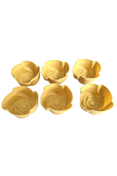 PİNK ROSE Bybirgül  Sarı 12 Li Silikon Mini Gül Kek Kalıbı,muffin Kalıbı, Air...