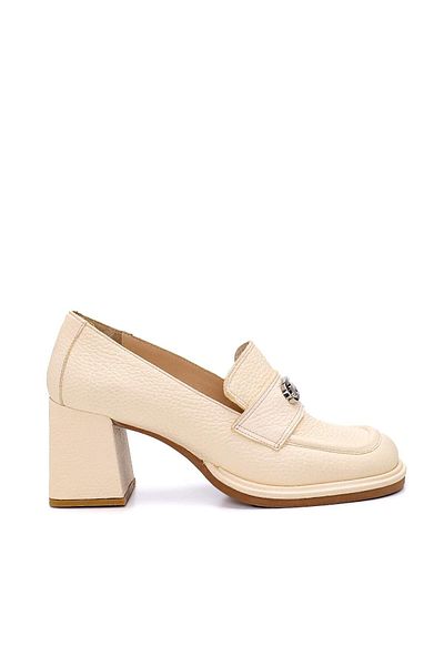 Sofia Baldi Women's Thick Heeled Veruca Cream Flother Leather