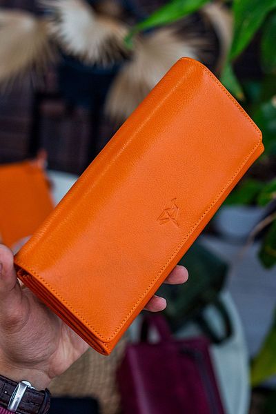 Garbalia Angel Orange Women's Wallet - Genuine Leather, Compartment Phone Pocket