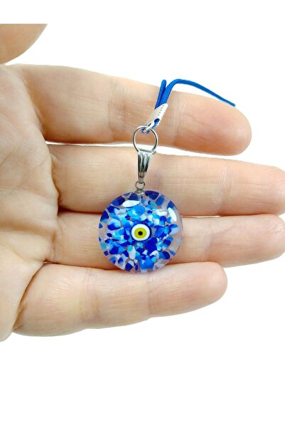 Ennea Art Küçük Murano Mavi Kırıntılı Nazar Boncuğu Araba Dikiz Ayna Süsü El ...