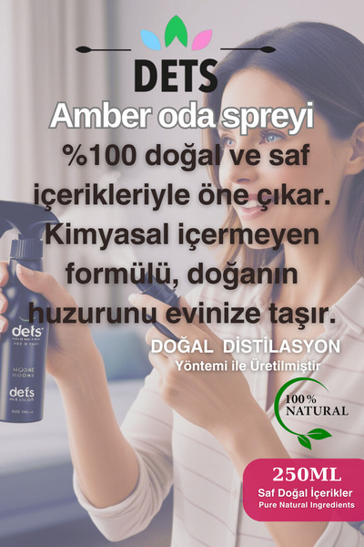 Dets Doğal Amber Oda ve Çamaşır Spreyi 250ml - Kalıcı ve Romantik Koku Room Spray