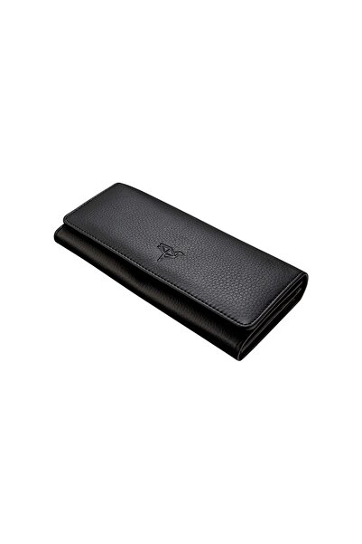 Garbalia Kadın  Siyah  Angel Hakiki Deri Cep Telefonu Bölmeli Cüzdanı