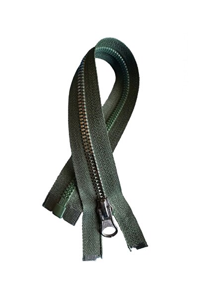 e tuhafiye Тъмнозелен лъскав цип с метален вид (31 см)