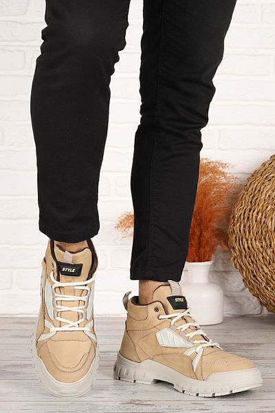 MARCOMEN 152-14182 Δερμάτινες ανδρικές μπότες casual παπούτσια Sand