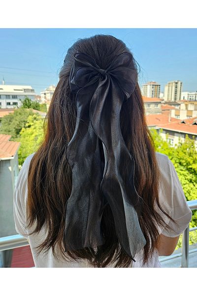 fluffydreams Fluffy Dreams Panglică cu fundă din organza neagră Cataramă automată