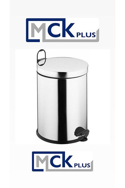 MCK Plus 16 Liter Chrome Metal - Stainless Damper Trash Can