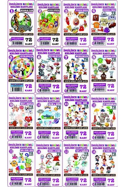 Emin Yayınları English Illustrated Word Cards Set (1-16) 1152-card