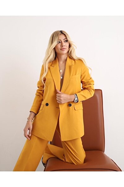 MOCCHI سترة بليزر نسائية كبيرة الحجم مع زر إغلاق