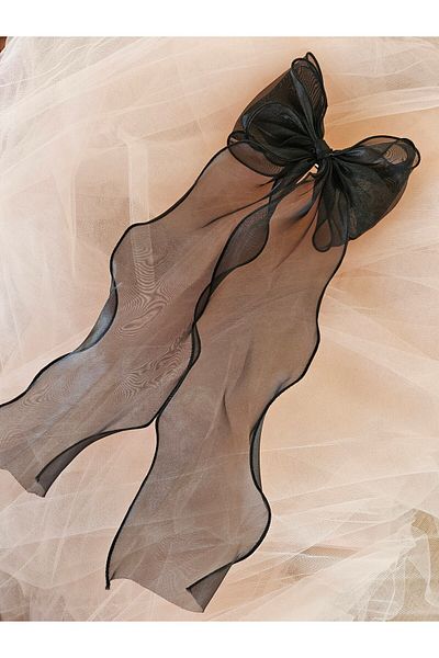 fluffydreams Fluffy Dreams Panglică cu fundă din organza neagră Cataramă automată