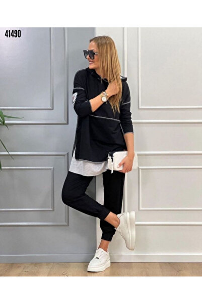 Kokosh moda Kadın Salaş Kapüşonlu Alt Üst Takım