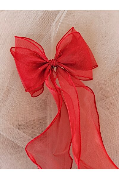 Genel Markalar Fluffy Dreams Kırmızı Organze Fiyonk Kurdale Otomatik Toka