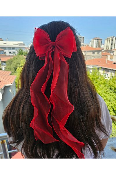 fluffydreams Fluffy Dreams Κόκκινη Οργάντζα Φιόγκος Κορδέλα Αυτόματη Πόρπη