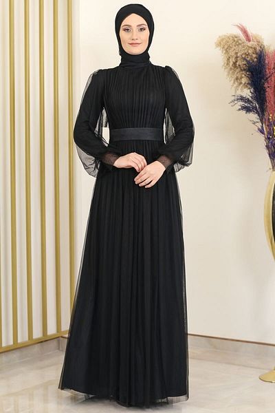 Fashion Showcase Βραδινό φόρεμα Sükse Μαύρο Σχέδιο Fsc2079