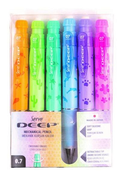 Serve Deep Mechanical Pencil - Nature Theme 0.7 mm - Set of 6