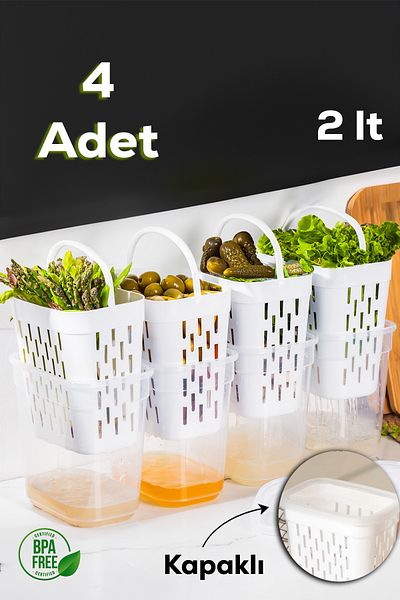 Porsima 1045 4-piece Olive Tray Pickle Holder - Multi-purpose Rectangular Storage Set - 2 L