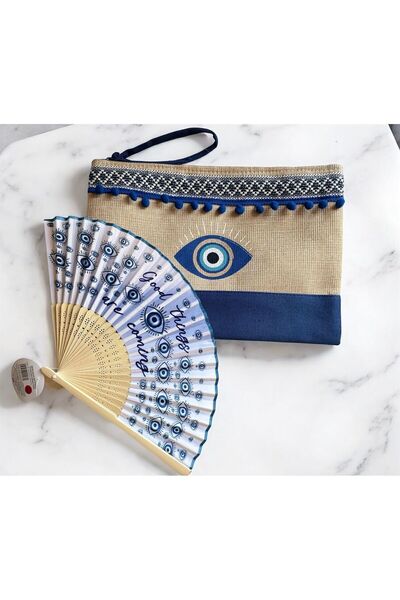 Işıldayan Kutular Summer Collection - Evil Eye Bag and Fan Set
