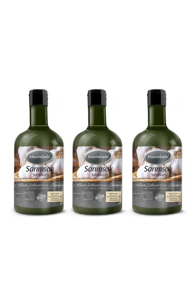 Mecitefendi Sarımsak Şampuan 400 ml Saç Dökülmesine ve Kepeğe Karşı Bitki Özlü Şampuan 3'lü