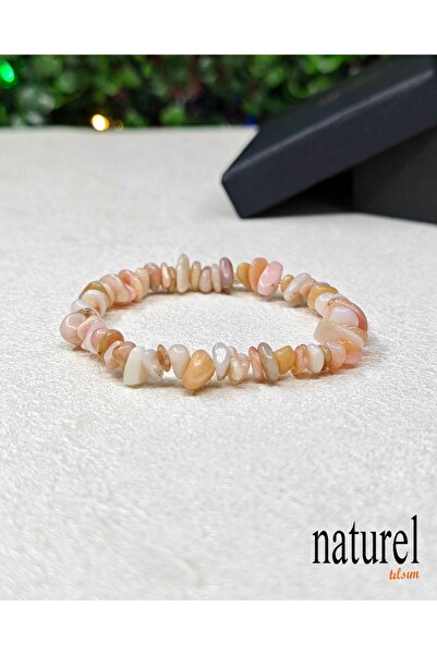 Naturel Tılsım Pembe Opal Kırık Doğal Taş Unisex Bileklik