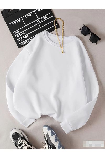 CROFT White Oversize Sweatshirt - Women, Crew Neck, 3 Thread