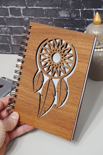 markcat Caiet A5 Dream Catcher cu model din lemn - Caiet cadou necăptusit