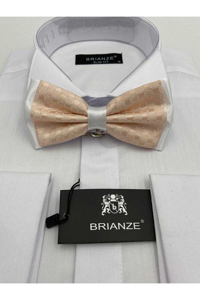 Brianze Glittery Salmon Color Bow Tie