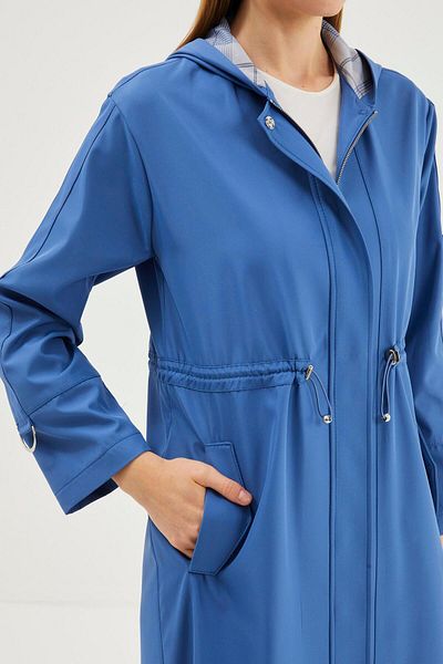 Zühre Hooded Indigo Trench Coat 13433