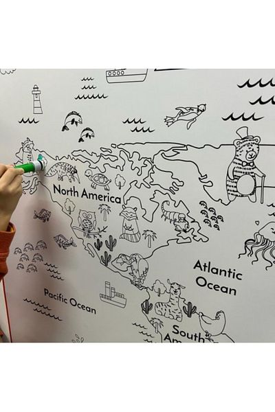 Pi Papers Magic Animal Map Painting Paper - Non-damaging, Fun Children's and Playroom Sticker