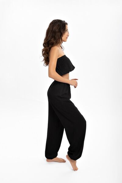 Husufi Ventana Black Relax Cotton Shalwar Trousers