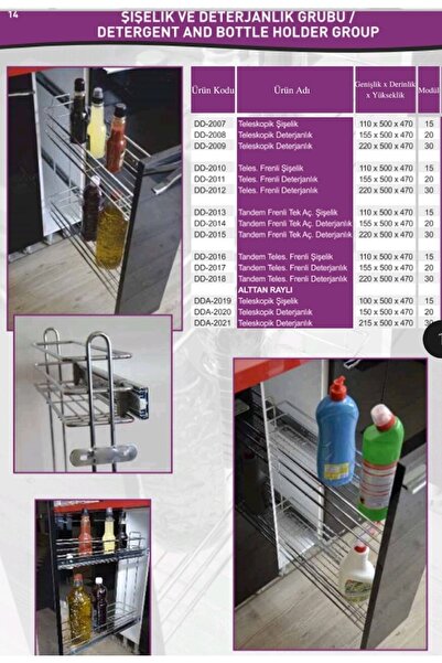 merveuras Teleskopik Raylı Şişelik-deterjanlık Metal Kiler Sistemi 15 Lik Mod...