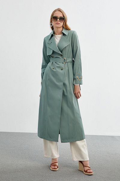 Zühre Chain and Belt Detailed Çağla Trench Coat 12615
