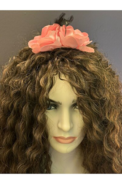 Gönülden Tasarım Αξεσουάρ μαλλιών με μαύρη πέτρα ζιργκόν και ροζ λουλούδι