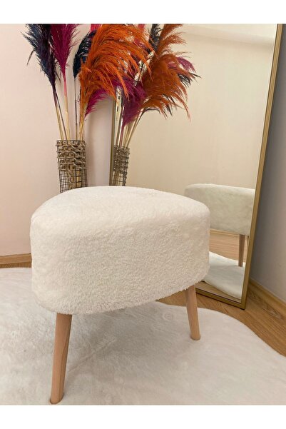 Bounteous Bohem Tarz Teddy Kumaş Üçgen Puf, Makyaj Taburesi, Bench