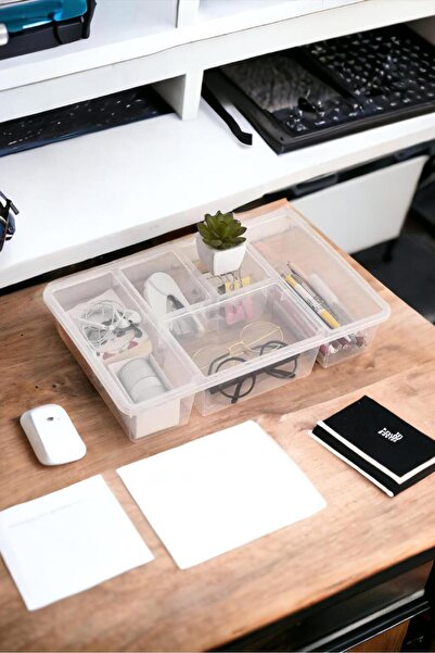 Bayev Luna 1 Piece - 5 Compartment Pen Holder and Makeup Set Organizer, Office Organizer with Drawer Lid