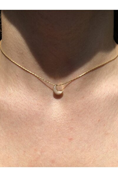 Claritas Takı قلادة هلال القمر المطلية بالذهب واللؤلؤ للنساء