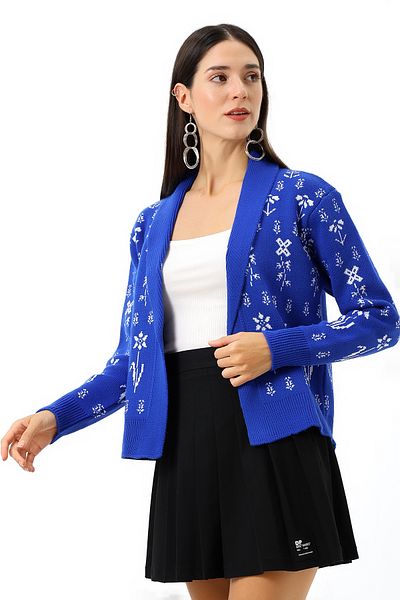 Devinka Cardigan de damă cu guler de haină cu model