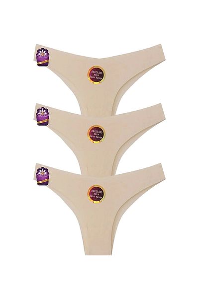 Papatya Women's Laser Cut Seamless Flexible Non-Marking Gathering Brazilian Panties