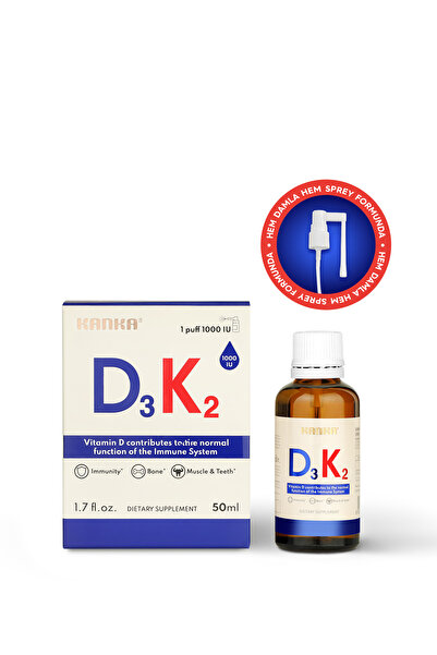 Kanka Vitamin D3 K2 Damla & Sprey 50ml (1 YILLIK KULLANIM)