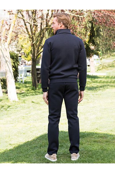 Masimar Men's Stand Collar Zippered Soft Textured 3 Thread Tracksuit Set