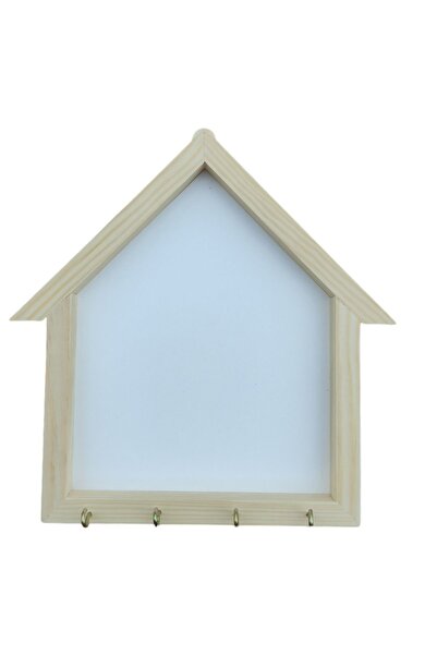 doğaldepo Ahşap Çerçeveli Boyanabilir Kapalı Anahtarlık Panosu 20x25cm Beyaz