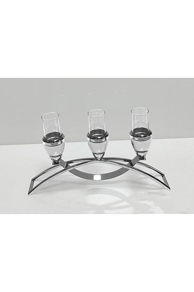 decovien 3-piece Crystal Stone Detailed Candlestick