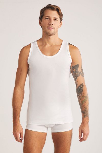 Kom 4 Pack White Cotton Men's Tank Top - Quality and Comfortable, New Season